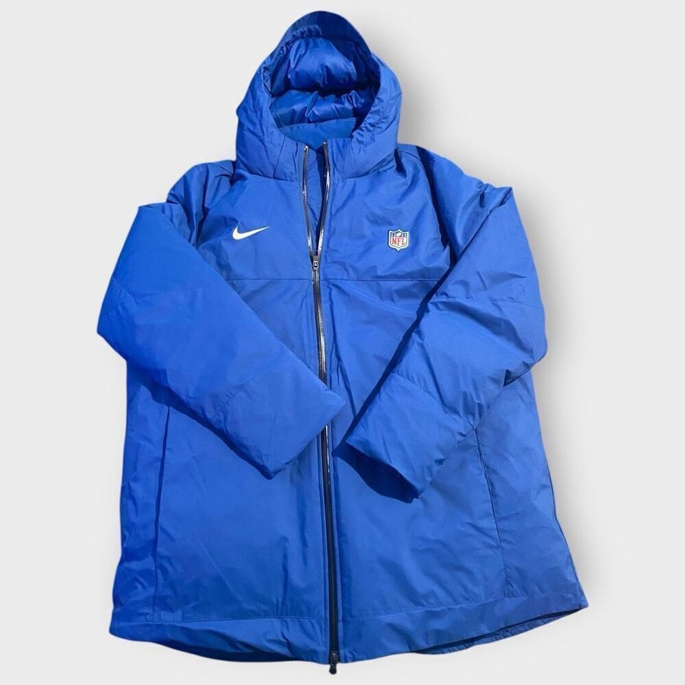Nike NFL Team Issued Down Hooded Blue Parka Jacket Mens size XL DC3054-431 New